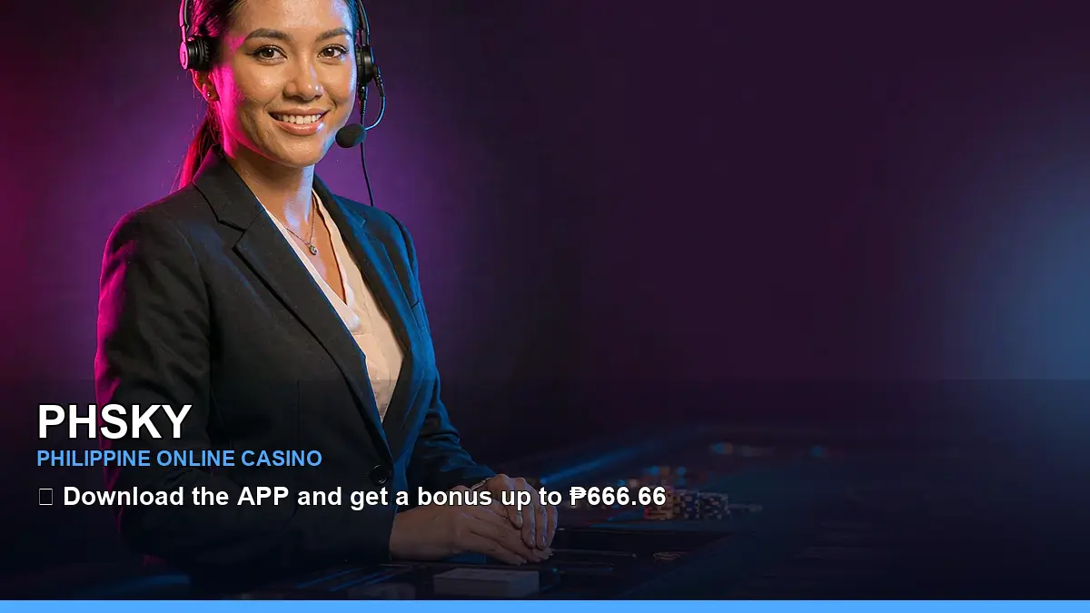 PHSKY Philippines live table-game information illustration with an adult Filipina casino host