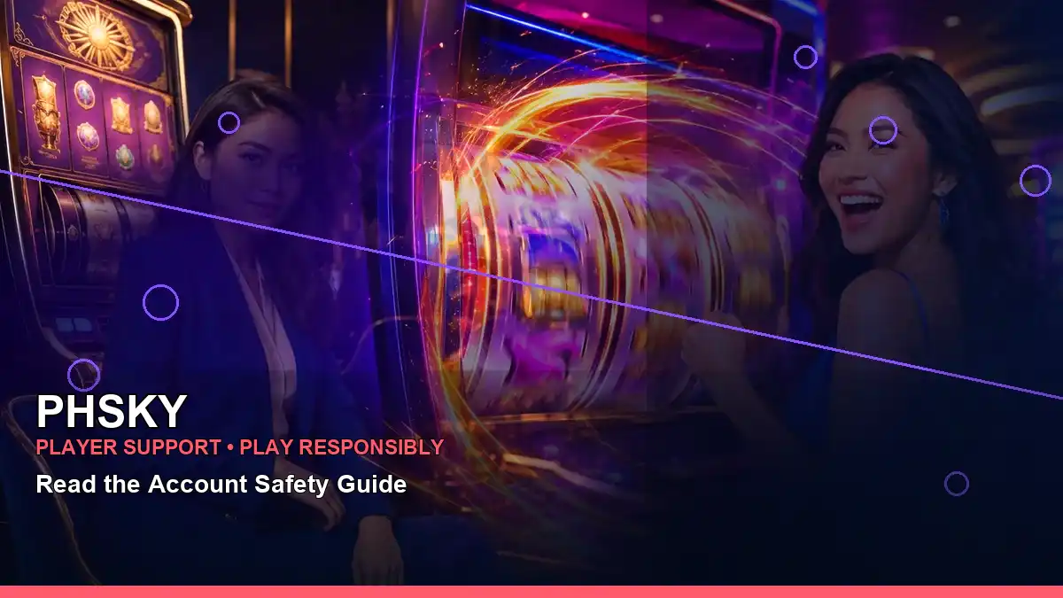 PHSKY voucher information for Philippine users, with a free-spins visual. Any free-spin offer, qualifying activity, or reward must be verified against current terms before use.